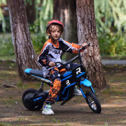 HOMCOM 24V Kids Electric Motorbike with Twist Grip Throttle, Music, Horn - Blue