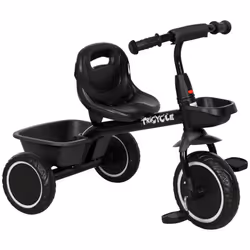 AIYAPLAY Kids Trike for 2 to 5 Years with Adjustable Seat, Baskets, Black