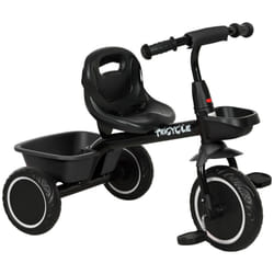 AIYAPLAY Kids Trike for 2 to 5 Years with Adjustable Seat, Baskets, Black