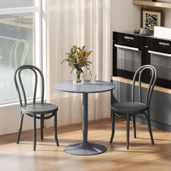 HOMCOM Round Dining Table w/ Steel Base, Non-slip Pad for Living Room Grey