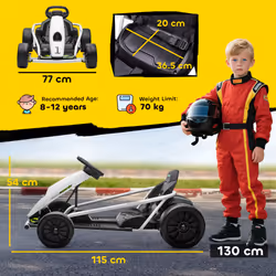 HOMCOM 24V Electric Go Kart for Kids with Music, Horn Honking, Slow Start