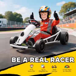 HOMCOM 24V Electric Go Kart for Kids with Music, Horn Honking, Slow Start