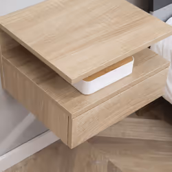HOMCOM Nightstand Set of 2, Wall Mounted Bedside Cabinet, Oak Tone - Additional view 5