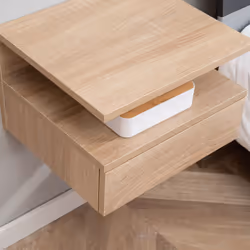 HOMCOM Nightstand Set of 2, Wall Mounted Bedside Cabinet, Oak Tone - Additional view 7