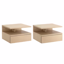 HOMCOM Nightstand Set of 2, Wall Mounted Bedside Cabinet, Oak Tone - Additional view 8