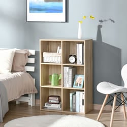 HOMCOM Cubic Cabinet Bookcase Storage Shelves for Home Office, Oak