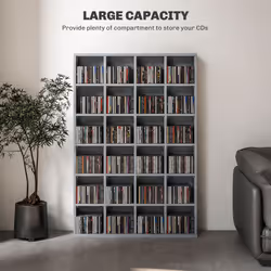 HOMCOM DVD CD Media Storage Rack, Video Display Unit, 89 x 130.5 cm, Grey