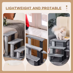 PawHut Pet Stairs with 3-step Stair, Scratching Posts, Platforms, Toy Ball - Additional view 4