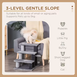 PawHut Pet Stairs with 3-step Stair, Scratching Posts, Platforms, Toy Ball - Additional view 8