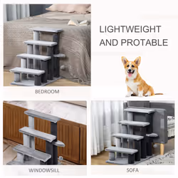 PawHut Pet Stairs with 4-step Stair, Scratching Posts, Platforms, Toy Ball - Additional view 4