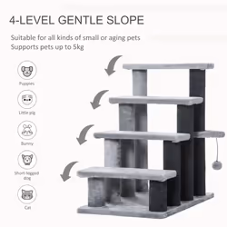PawHut Pet Stairs with 4-step Stair, Scratching Posts, Platforms, Toy Ball - Additional view 8