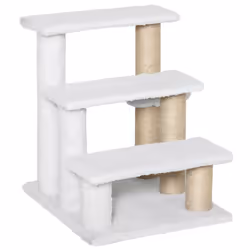 PawHut Pet Stair with 3-step Climb Ladder, Scratching Posts, White
