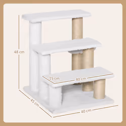 PawHut Pet Stair with 3-step Climb Ladder, Scratching Posts, White - Additional view 4