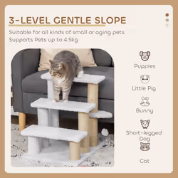 PawHut Pet Stair with 3-step Climb Ladder, Scratching Posts, White - Additional view 5