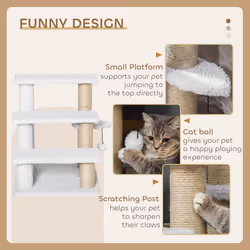 PawHut Pet Stair with 3-step Climb Ladder, Scratching Posts, White - Additional view 6