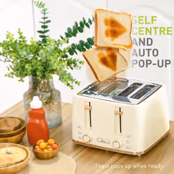 HOMCOM 1.7L Kettle and Toaster Set with Defrost Reheat and Crumb Tray Beige - Additional view 4