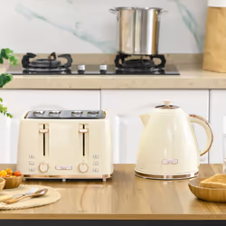 HOMCOM 1.7L Kettle and Toaster Set with Defrost Reheat and Crumb Tray Beige - Additional view 5