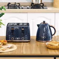 HOMCOM 1.7L Kettle and Toaster Set with Defrost Reheat and Crumb Tray Blue - Additional view 5