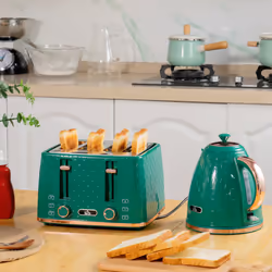 HOMCOM 1.7L Kettle and Toaster Set with Defrost Reheat and Crumb Tray Green - Additional view 5