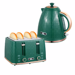 HOMCOM 1.7L Kettle and Toaster Set with Defrost Reheat and Crumb Tray Green - Additional view 8