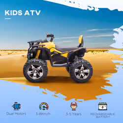 HOMCOM 12V Quad Bike ATV with LED Lights, Music, for Kids, Yellow