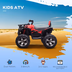 HOMCOM 12V Quad Bike ATV with LED Lights, Music, for Kids, Red