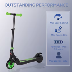HOMCOM Folding Electric Scooter with Rear Wheel Brake, Green