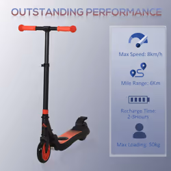 HOMCOM Folding Electric Scooter with Rear Wheel Brake, Red