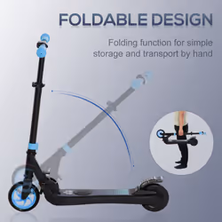 HOMCOM Folding Electric Scooter with Rear Wheel Brake, Sky Blue