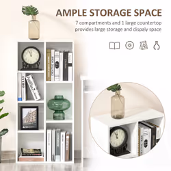 HOMCOM Bookcase Modern Bookshelf Cabinet for Home Office White