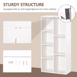 HOMCOM Bookcase Modern Bookshelf Cabinet for Home Office White - Additional view 4