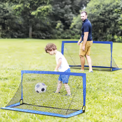 HOMCOM Football Goal Folding Outdoor with All Weather Net 6'x3' Blue