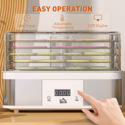HOMCOM 5 Tier Food Dehydrator, 245W for Drying Fruit, Meat, Vegetable, White - Additional view 4