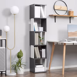 HOMCOM 5-Tier Bookshelf Freestanding Bookcase Storage Shelves, White