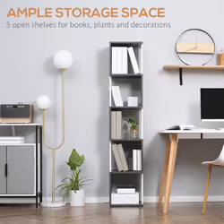 HOMCOM 5-Tier Bookshelf Freestanding Bookcase Storage Shelves, White