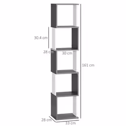 HOMCOM 5-Tier Bookshelf Freestanding Bookcase Storage Shelves, White - Additional view 7