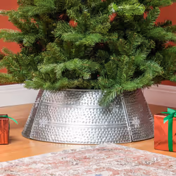 HOMCOM 66cm Christmas Tree Collar with Hollow Snowflake Patterns Silver