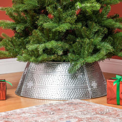 HOMCOM 66cm Christmas Tree Collar with Hollow Snowflake Patterns Silver