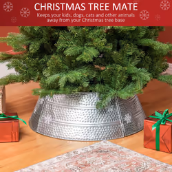 HOMCOM 66cm Christmas Tree Collar with Hollow Snowflake Patterns Silver