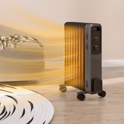 HOMCOM Oil Filled Radiator Portable Heater W/ 9 Fin, 3 Heat Settings Grey