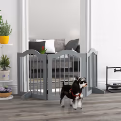 PawHut Freestanding Pet Gate Barrier 3 Pannel w/ Support Feet Light Grey
