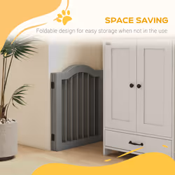 PawHut Freestanding Pet Gate Barrier 3 Pannel w/ Support Feet Light Grey - Additional view 4