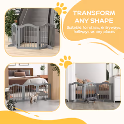 PawHut Freestanding Pet Gate Barrier 3 Pannel w/ Support Feet Light Grey - Additional view 7