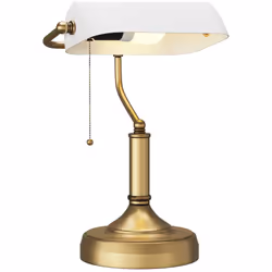 HOMCOM Banker's Table Lamp w/ Antique Bronze Tone Base, White - Additional view 8