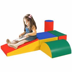 HOMCOM 5 Piece Soft Safe Foam Playset Climb and Crawl Activity Toy for Toddler