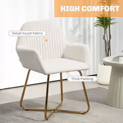 HOMCOM Modern Accent Chair Velvet-Touch Upholstered Armchair Cream White