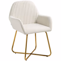 HOMCOM Modern Accent Chair Velvet-Touch Upholstered Armchair Cream White - Additional view 7