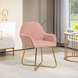 HOMCOM Modern Accent Chair Velvet-Touch Upholstered Armchair Pink