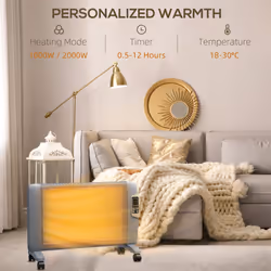 HOMCOM Mica Electric Space Heater, Portable Heater, 2 Heat Settings, Grey - Additional view 7