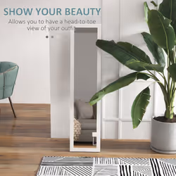 HOMCOM Full Length Mirror, Farmhouse Wall Mirror, Hanging & Freestanding
